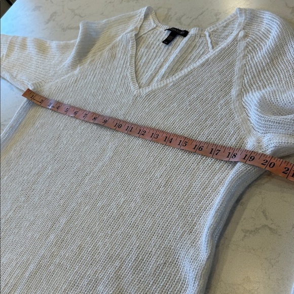 Eileen Fisher Women's White Open Knit V-Neck Long Sleeve Sweater Fisherman Large - Picture 7 of 13